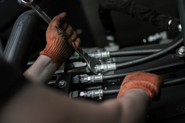 Close,Up,View,Of,Hydraulic,Pipes,Of,Heavy,Industry,Machine.